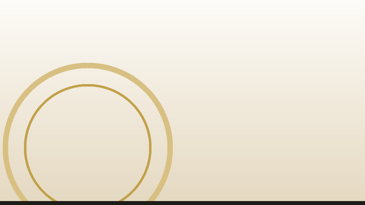 Abstract banner: a single wide gold ring low on a cream wash.