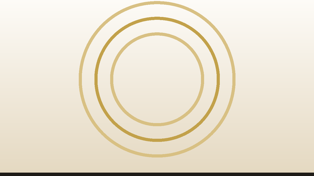 Abstract banner: three concentric gold rings on a cream wash.